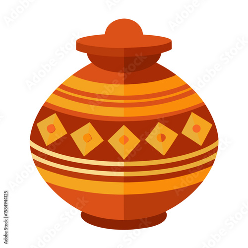 Decorative Earthen Pot   Vector Festival Lights and Fireworks AI Graphic Design for Microstock Download