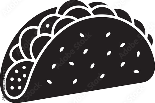 Stylized black silhouette of a taco with visible filling details