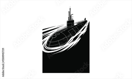 Oceanic submarine voyage silhouette