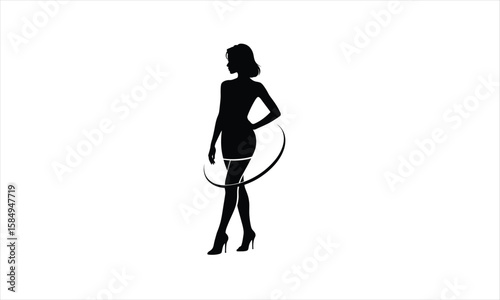 Elegant woman posing silhouette