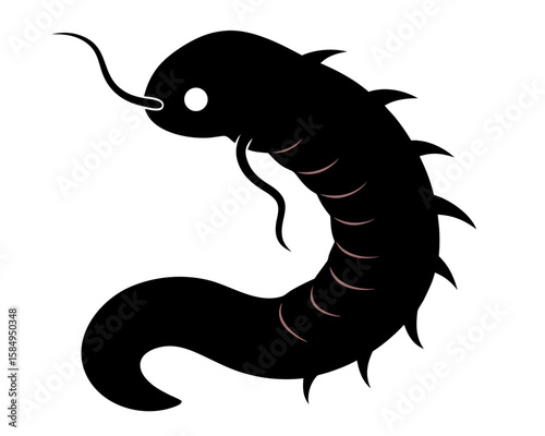 Discover a striking black silhouette illustration of a tapeworm, ideal for scientific diagrams and parasitic biology studies providing clear visual representation.