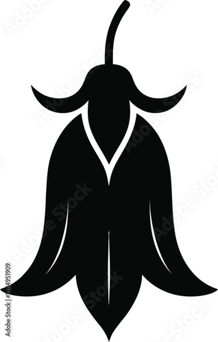 Bellflower black silhouette on white background