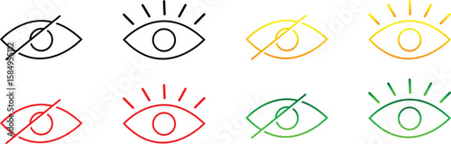 Eye Icon Set – Show, Hide, Incognito, and Watch Symbols for App and Website UI