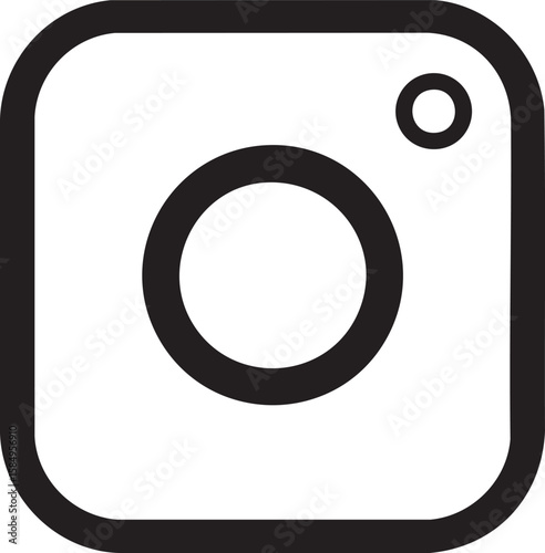 Instagram logo icon in white on a black background isolated on transparent background