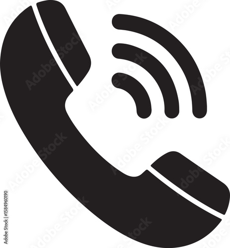 Classic telephone handset with sound waves emanating from it silhouette