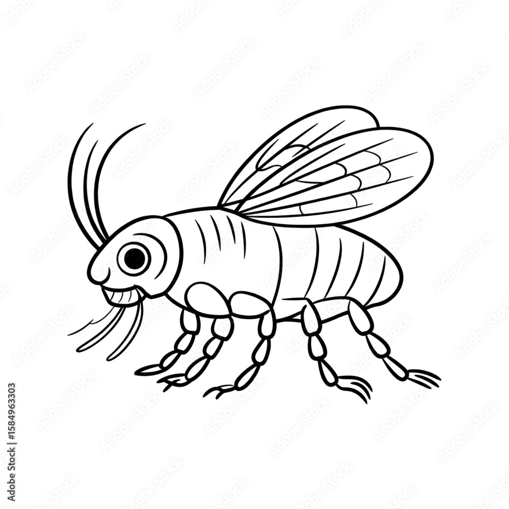 Fototapeta premium Flea illustration vector style coloring page