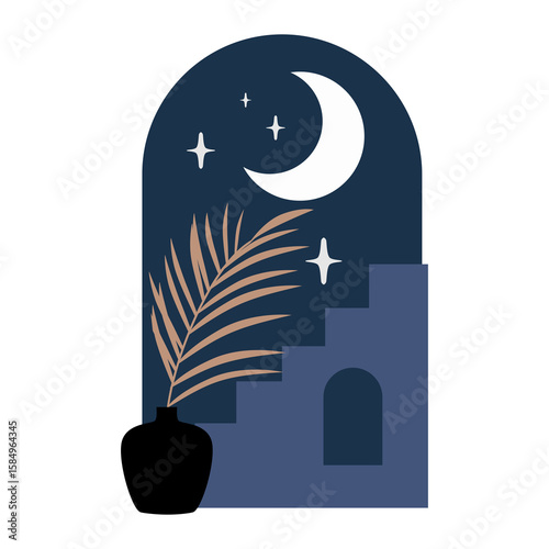 Modern Boho Landscape Vector