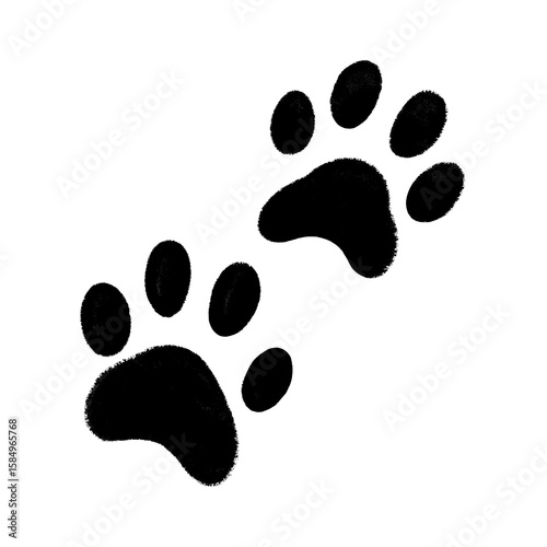 Black Animal Paw Print Tracks Pet Footprints Icon on Transparent Background