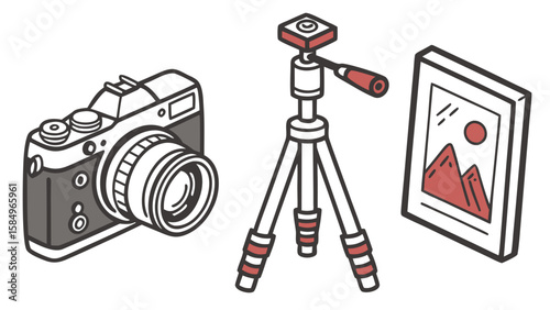 vintage camera on a tripod