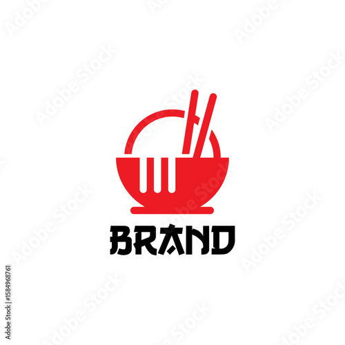 Food shopping with bag and bowl noodles logo design.