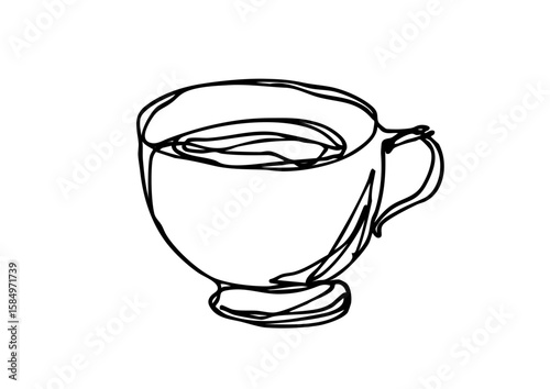 ゆるい線画のコーヒーカップのイラスト