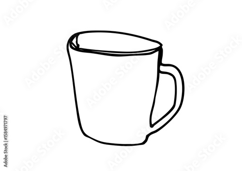 ゆるい線画のコーヒーカップのイラスト