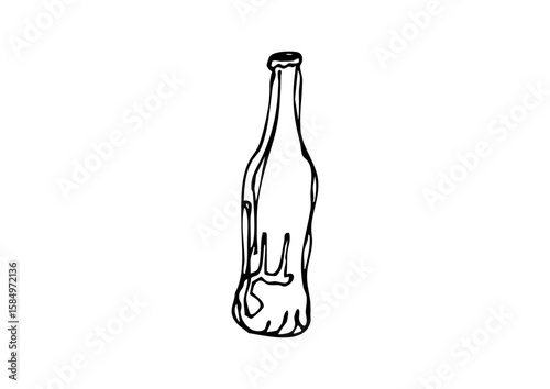 ジュースの瓶の手描き線画イラスト