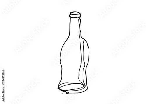 ジュースの瓶の手描き線画イラスト