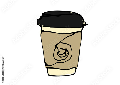 ゆるい線画のテイクアウトコーヒーのイラスト