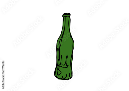 ジュースの瓶の手描き線画イラスト