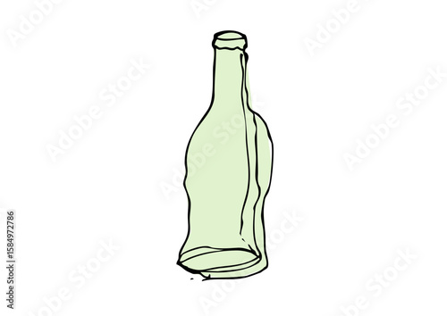 ジュースの瓶の手描き線画イラスト
