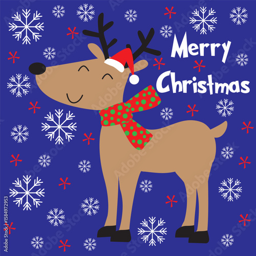 Cute reindeer for christmas card, gift bag or box design