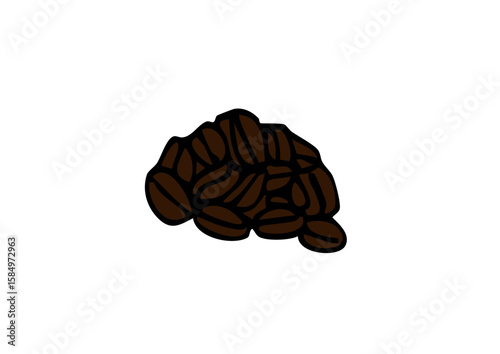 コーヒー豆の手描き線画イラスト