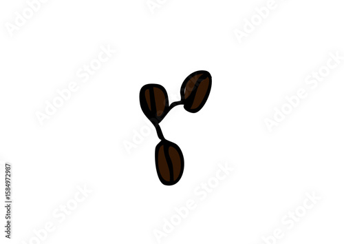 コーヒー豆の手描き線画イラスト