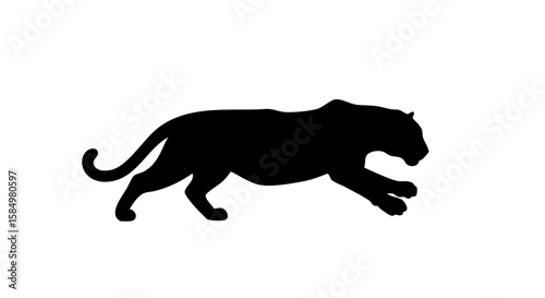 Silhouette of a Black Panther Leaping Forward.