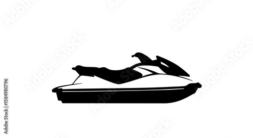 Jet ski silhouette on water.
