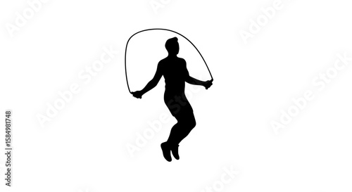 A silhouette of a person jumping rope.