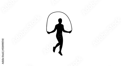A silhouette of a person skipping rope.