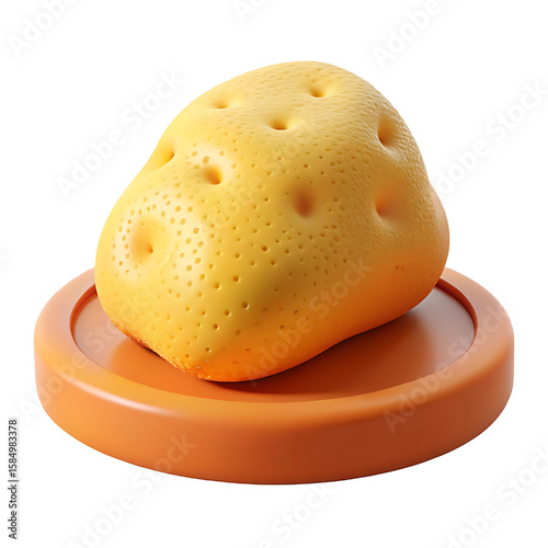 3D Funny Cartoon Potato or Sponge Icon Isolated on Transparent Background