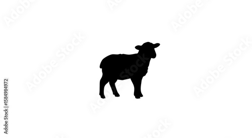 Silhouette of a lamb in black, isolated on a soft background.