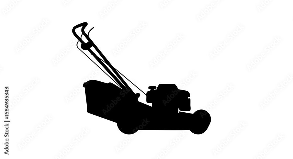 Fototapeta premium The silhouette of a lawnmower