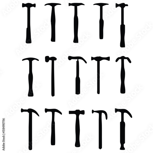 Hammer Silhouettes Collection Tool Icons Construction Carpentry Design