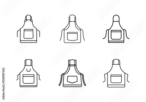 set of apron icon line art vector illustration