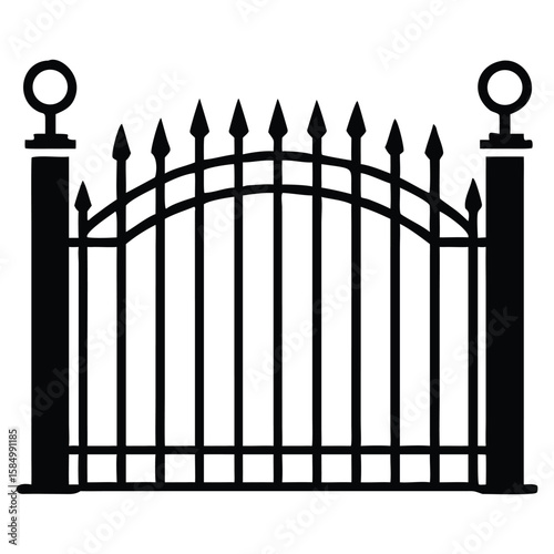 Wrought Iron Gate Vector Elegant Security Entrance Design