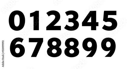 Numbers 0 to 9 isolated, a simple numerical representation. 