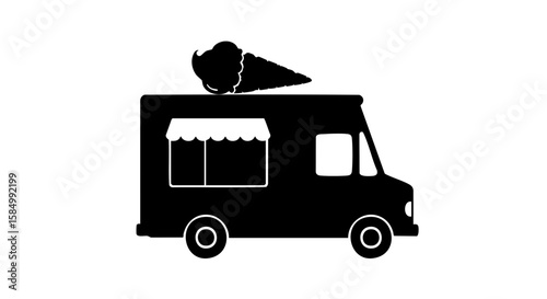 Ice cream truck silhouette graphic.