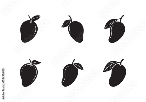 set of mango icon silhouette vector illustration