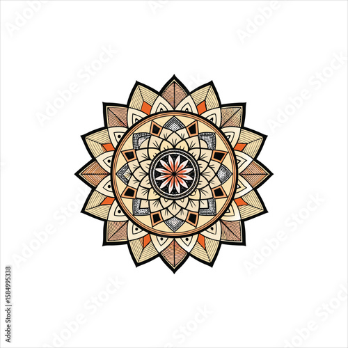 Minimalist circular mandala design with central geometric pattern