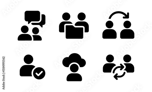 Minimalist communication and collaboration icons for modern digital interfaces
