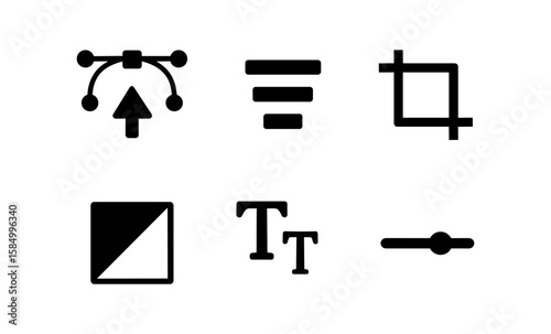 Minimalist design icons set: edit, align, crop, and more for digital interfaces