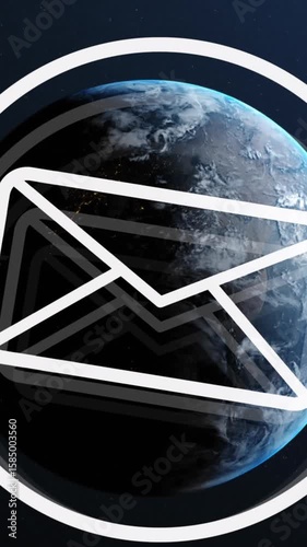 Animation of envelope in circle on globe against abstract background