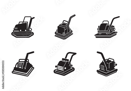 vibratory plate compactor icon silhouette vector illustration