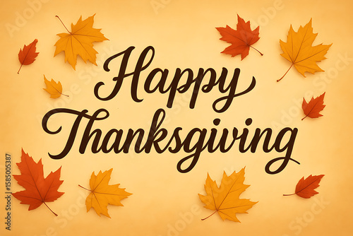 Happy thanksgiving autumn leaves greeting card celebration seasonal