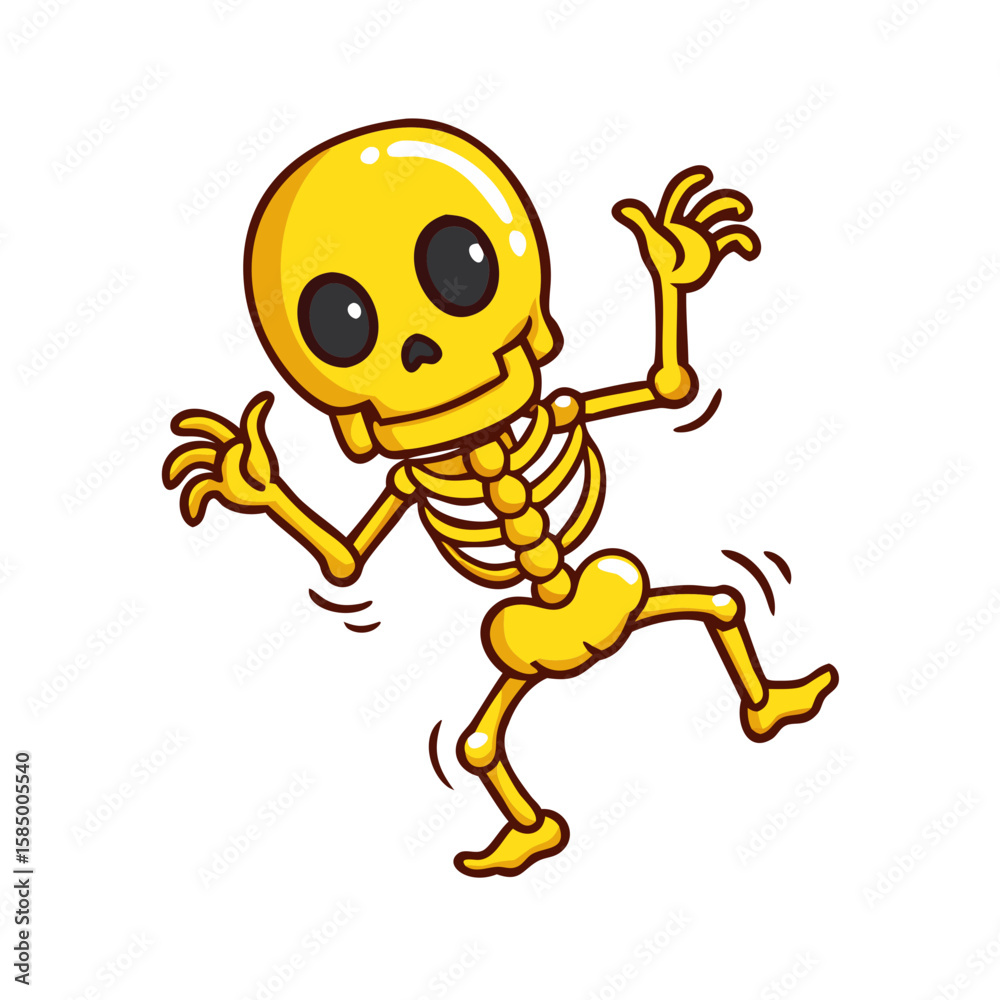 Obraz premium Yellow halloween skeleton ghost cartoon character Dancing 
