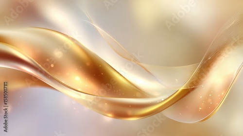 Elegant Flowing Abstract Design with Warm Golden Tones and Lights