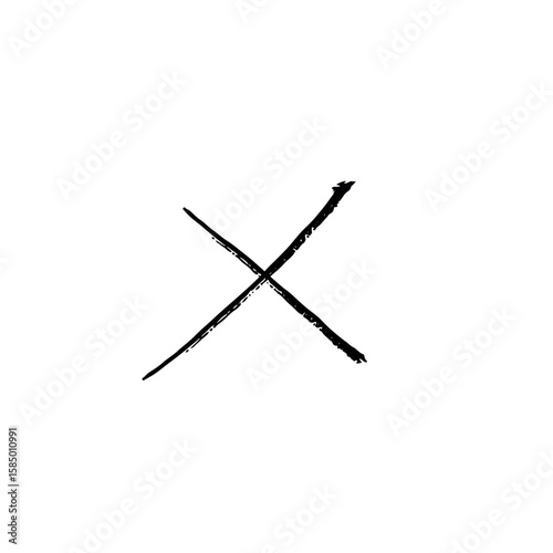 Hand-drawn X Mark Symbol on White Background