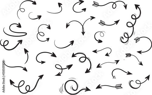 Hand drawn squiggly arrows for marketing flowcharts and diagrams