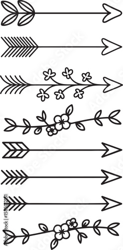 Set of vertical arrows flowing down for diagrams and layouts