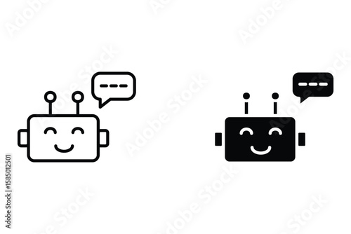 Chatbot icon set. Support bot. robot with headset. The symbol of an instant response from the support service. Vector illustration isolated on white background. Editable stroke. vector eps 10