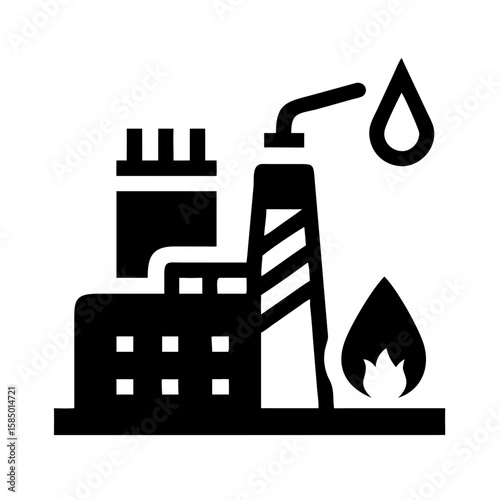 oil facility safety icon in minimalist line art design